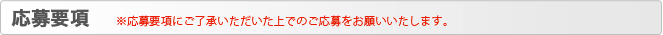 応募要項　※応募要項にご了承いただいた上でのご応募をお願いいたします。