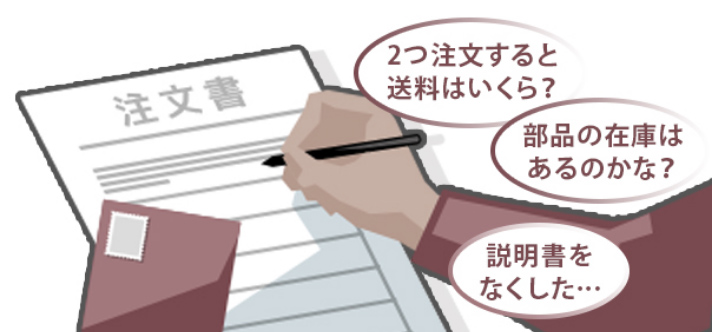 2つ注文すると送料はいくら？　部品の在庫はあるのかな？　説明書をなくした…