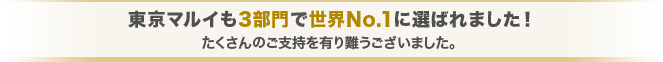 東京マルイも3部門で世界No.1に選ばれました！ たくさんのご支持を有り難うございました。