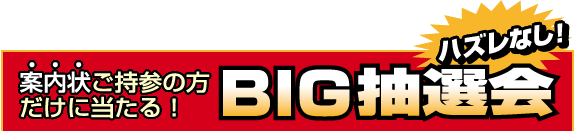 案内状ご持参の方だけに当たる！　ハズレなし！BIG抽選会