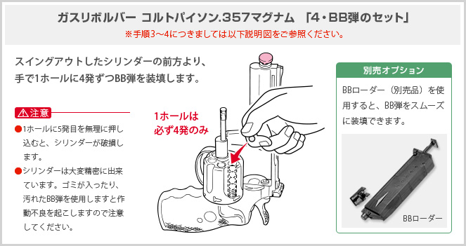 ガスリボルバー コルトパイソン.357マグナム 「4・BB弾のセット」