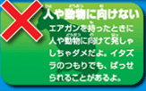 人や動物に向けない
